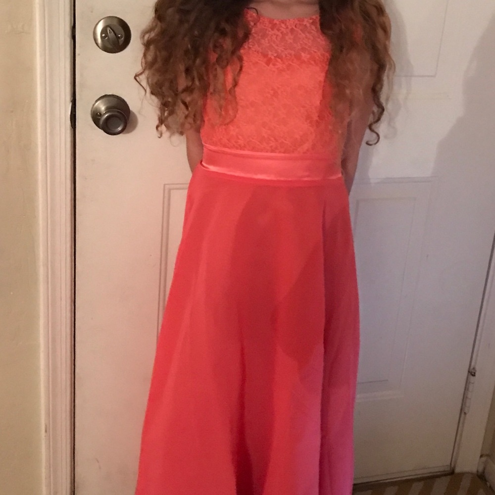 Watermelon Red , Beautiful young girls maxi dress